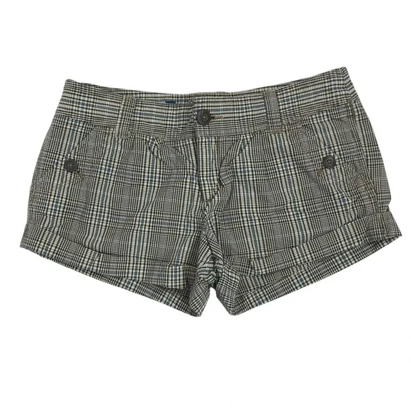 American Eagle Vintage Y2K Low Rise Plaid Print Micro Mini Shorts Size 8 Preppy - Picture 1 of 12